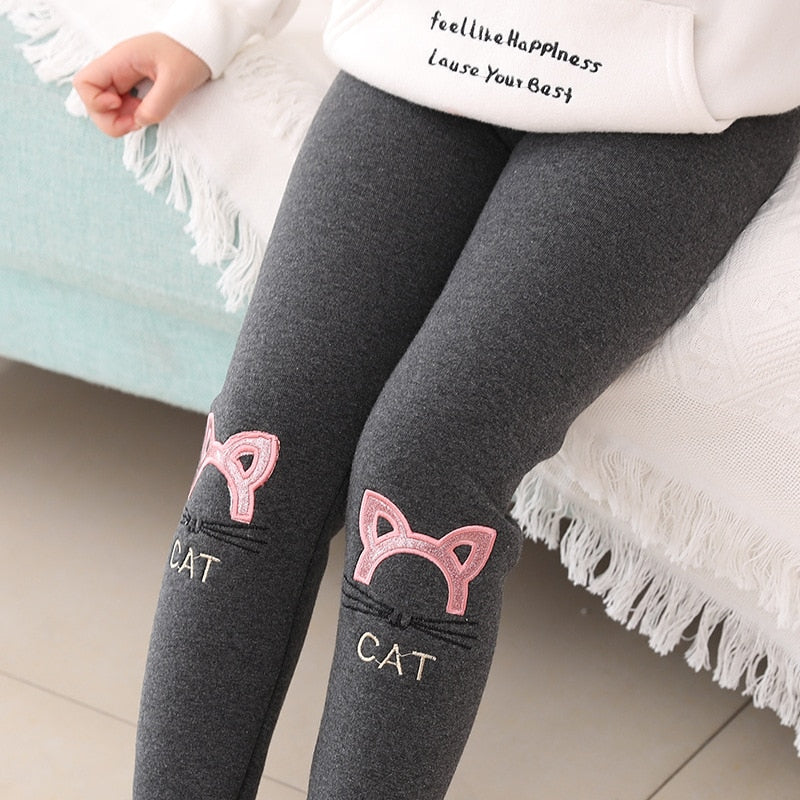 Cotton Warm Leggings Outwear Winter Cartoon Thick Velvet Pants for Baby Girls