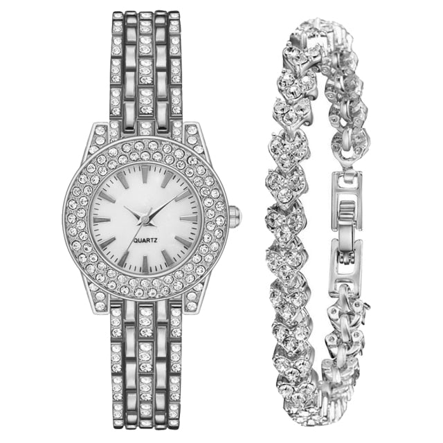 Women Rhinestone Quartz Bracelet Watches