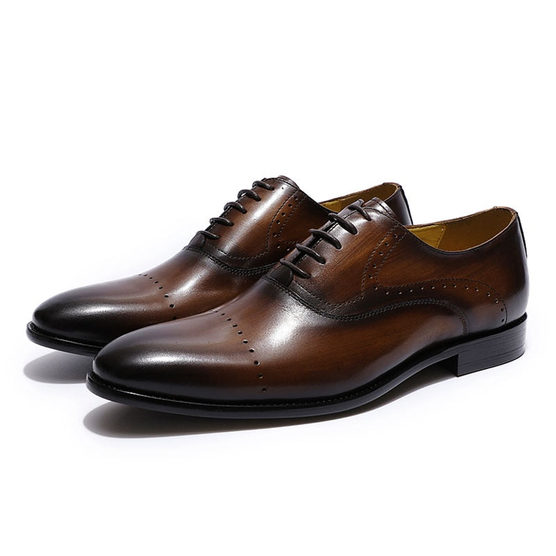 Luxury Mens Brogue Oxford Shoes Genuine Leather Dress Shoes