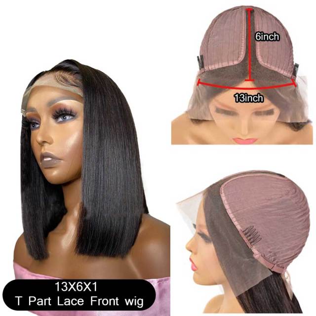 Short Bob Wig 13x6x1 T Part Lace Front Human Hair Wigs