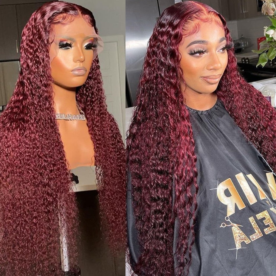 Burgundy Deep Wave 13x6 &13x4 Lace Front Human Hair Wigs