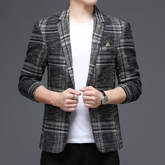 Top Designer Brand Luxury Casual Fashion Slim Fit Plaid Blazer Jacket