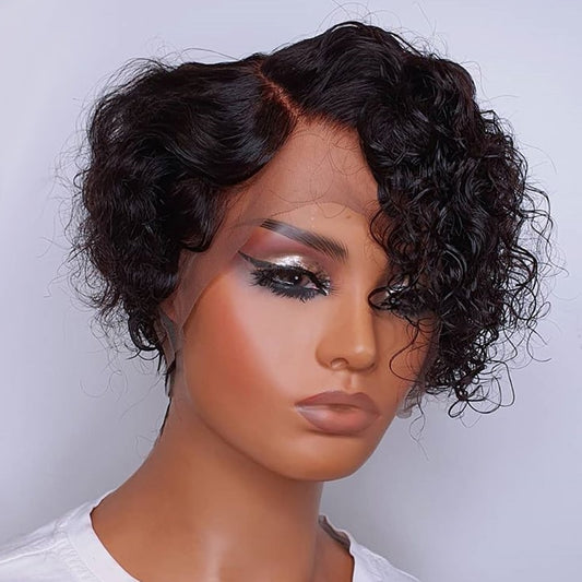 Pixie Cut Bob Lace Front Wigs 250% Lace Front Human Hair Wigs