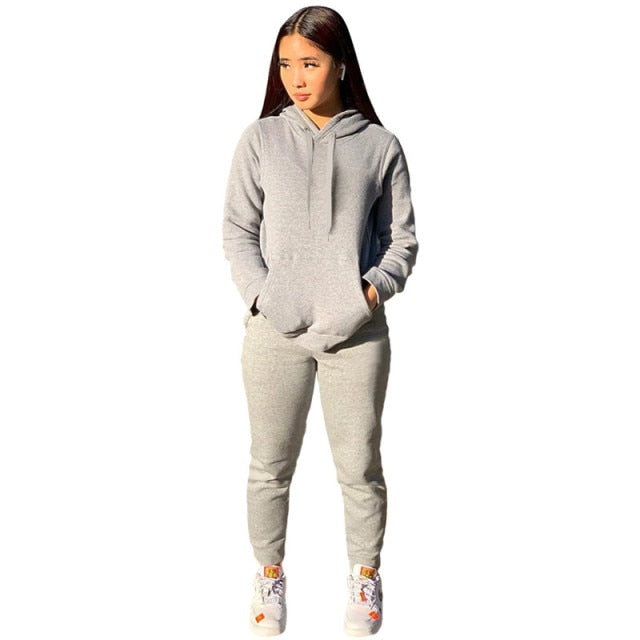 10pcs Two Piece Cotton Sets Women Fall Outfits Hoodie Sweatpants Workout Tracksuits