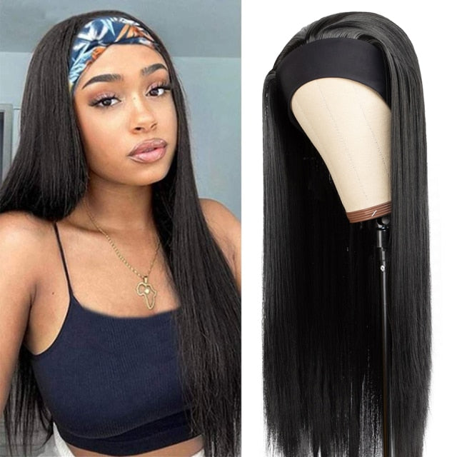 Straight Headband Wig Synthetic Hair Wigs For Women Glueless