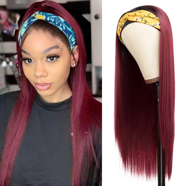 Straight Headband Wig Synthetic Hair Wigs For Women Glueless