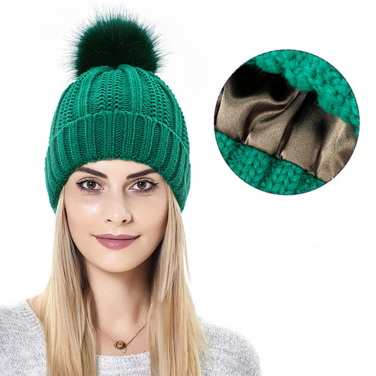 Women Warm Winter Beanie Large Bobble Hat Knitted Ski Cap