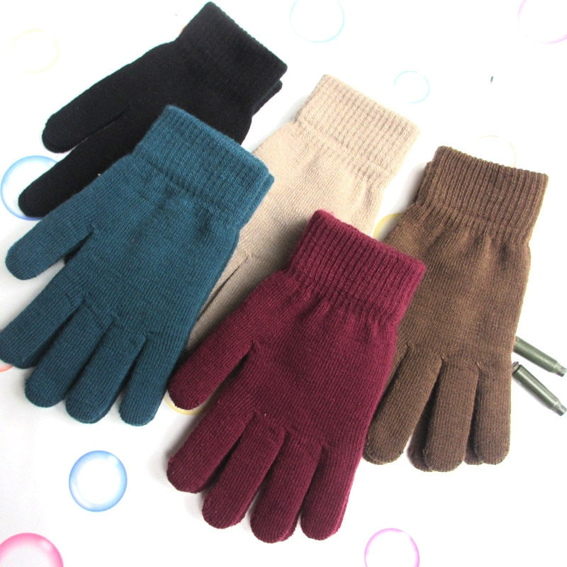 Warmer Thicken Lining Full Fingered Mittens Skiing Short Wrist Gloves