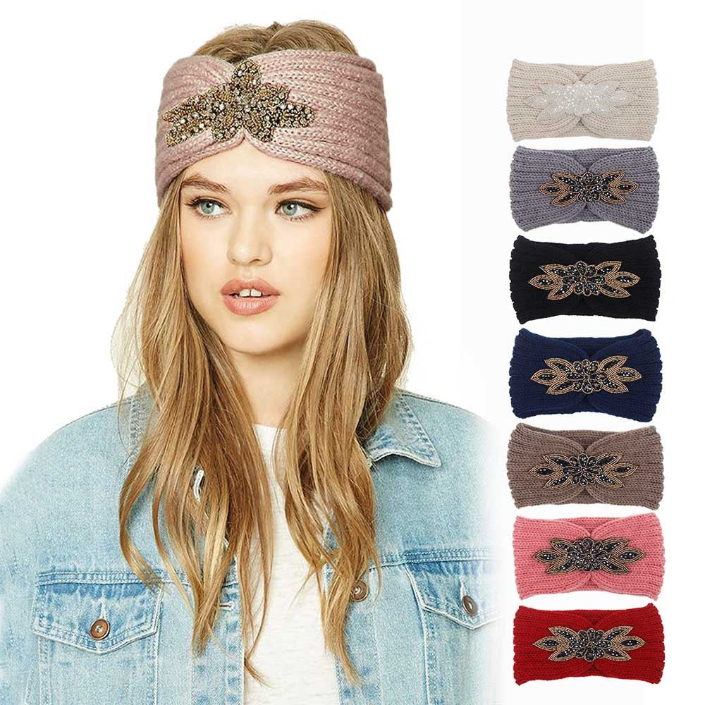 Women Crochet Bow Wide Stretch Hairband Headwrap Hair Accessories