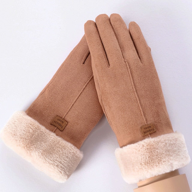 Fashion Women Gloves Autumn Winter Cute Furry Warm Mitts Full Finger Mittens