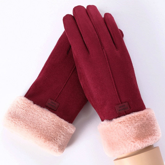 Fashion Women Gloves Autumn Winter Cute Furry Warm Mitts Full Finger Mittens