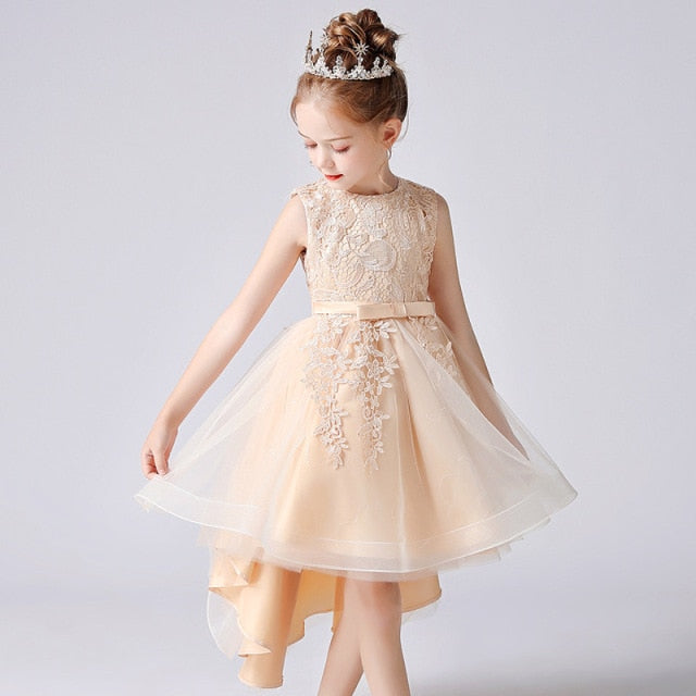 Girl Dress Kids Formal Wear Wedding Party Dress With Bow