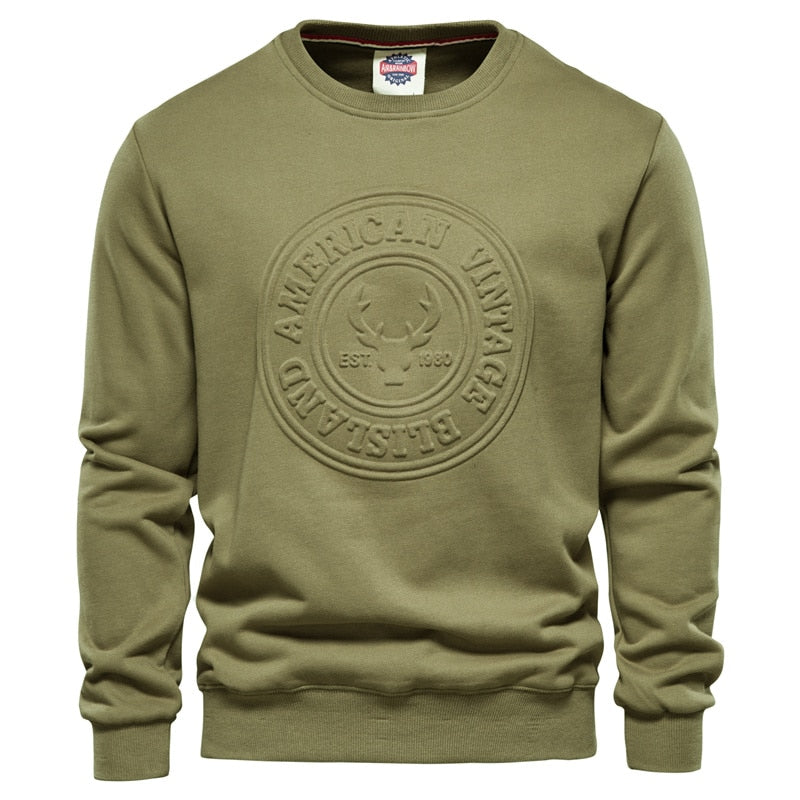 Sweatshirts Men Casual Solid Color Cotton Pullover Sweatshirts