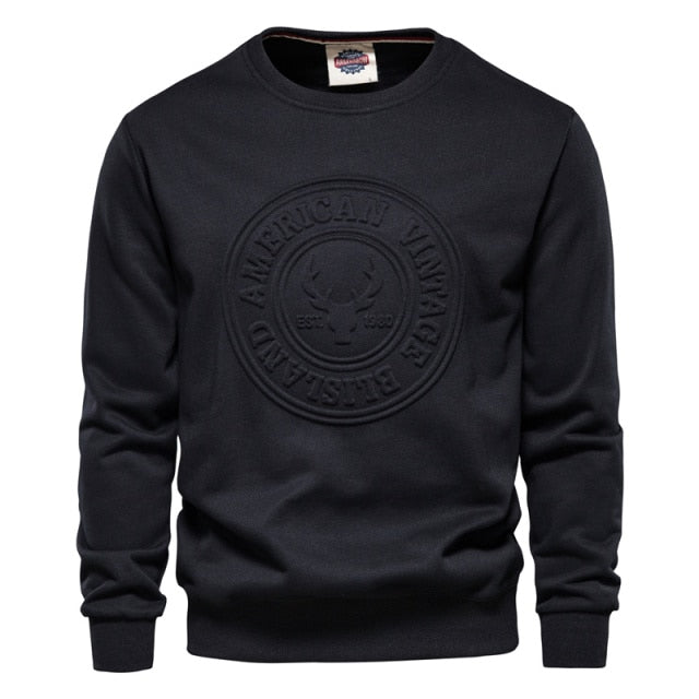 Sweatshirts Men Casual Solid Color Cotton Pullover Sweatshirts