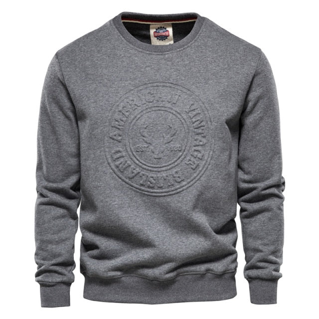 Sweatshirts Men Casual Solid Color Cotton Pullover Sweatshirts