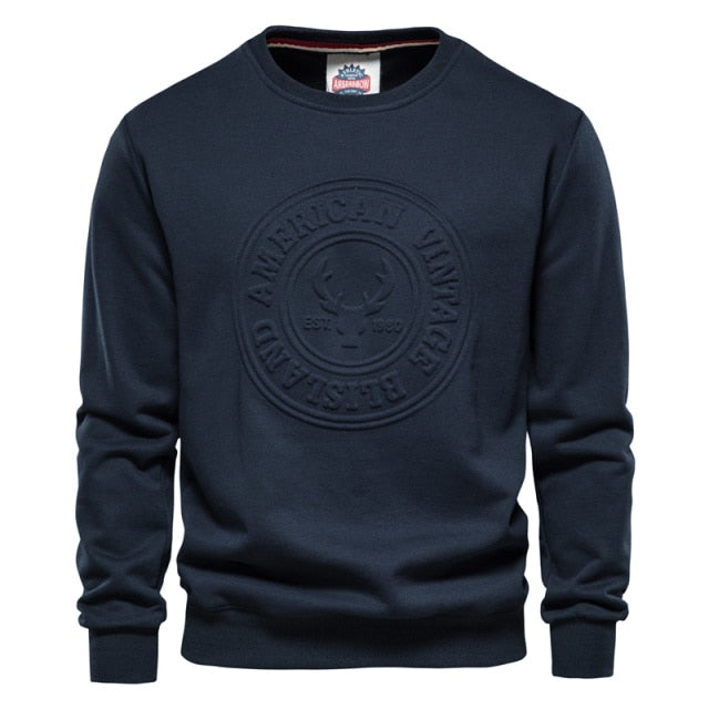 Sweatshirts Men Casual Solid Color Cotton Pullover Sweatshirts