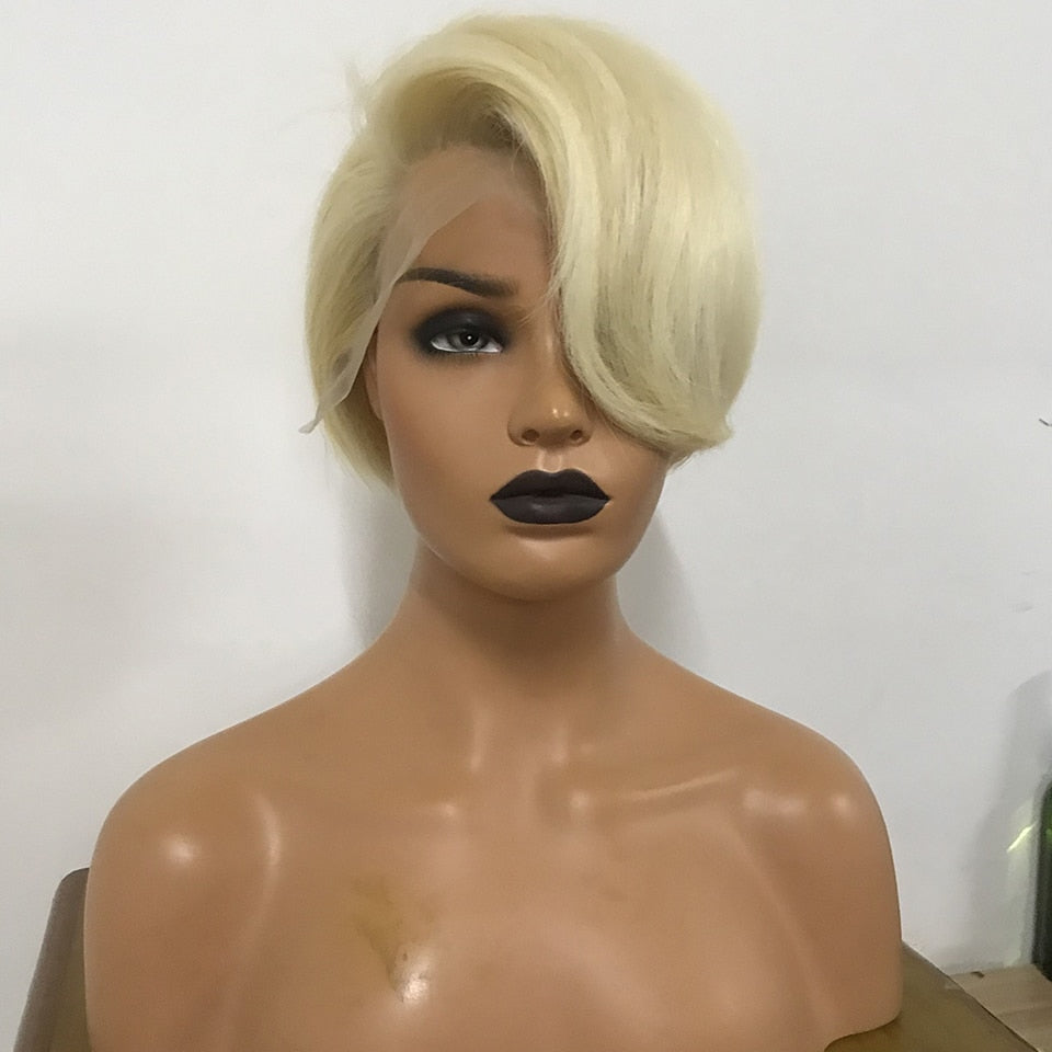 613 Honey Blonde Short Straight Bob Wig 13x4 Lace Front Human Hair Wigs Transparent Lace Wig Preplucked Wig