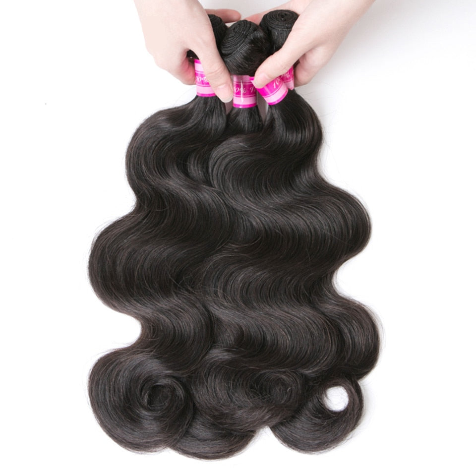 Body Wave Brazilian Natural Black Hair Weave 1/3/4 PCS Remy bundles Deals