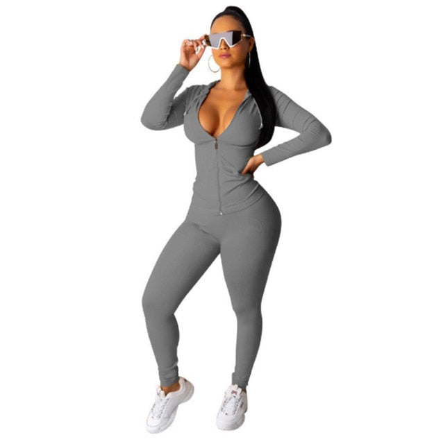 10pcs Two Piece Set Long Sleeve Zipper Fall Outfits