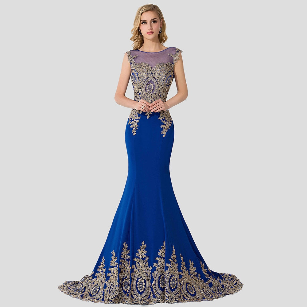 Long Women Mermaid Train Party Gown