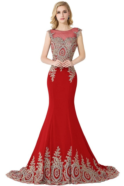 Long Women Mermaid Train Party Gown