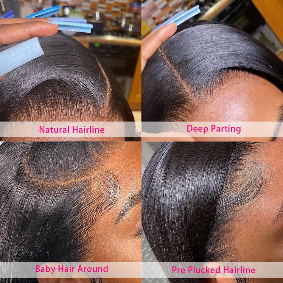 13x6 Lace Frontal Wig Pre Pluck With Baby Hair Glueless Brazilian 180% Remy