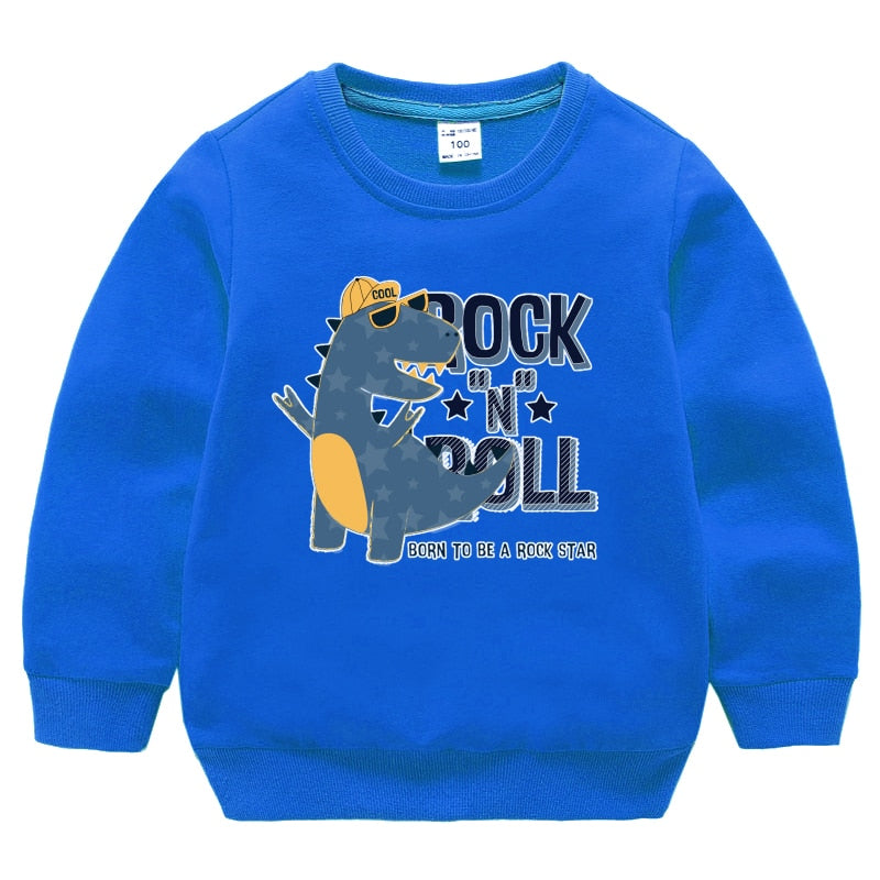 Kids Hoodies Sweatshirts Long-Sleeve Baby-Boys-Girls Cotton Fashion Print Cartoon Dinosaur Sweatshirts