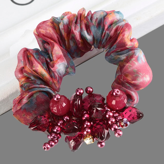 Colorful Printed Elastic Ponytail Hair Tie Ladies Hair Tie Hair Accessories