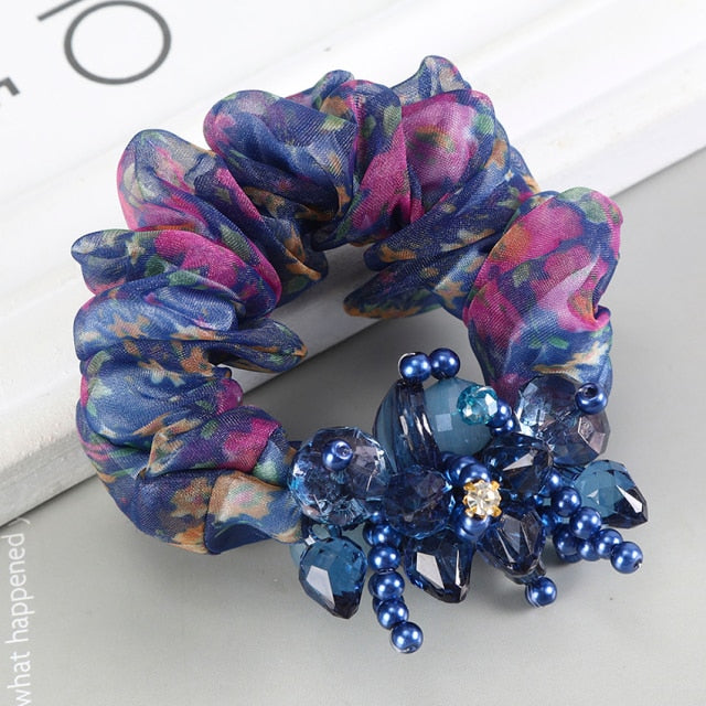 Colorful Printed Elastic Ponytail Hair Tie Ladies Hair Tie Hair Accessories