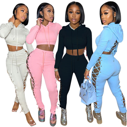 10PCS Women Fashion Two Piece Set Tracksuit Sweatshirt