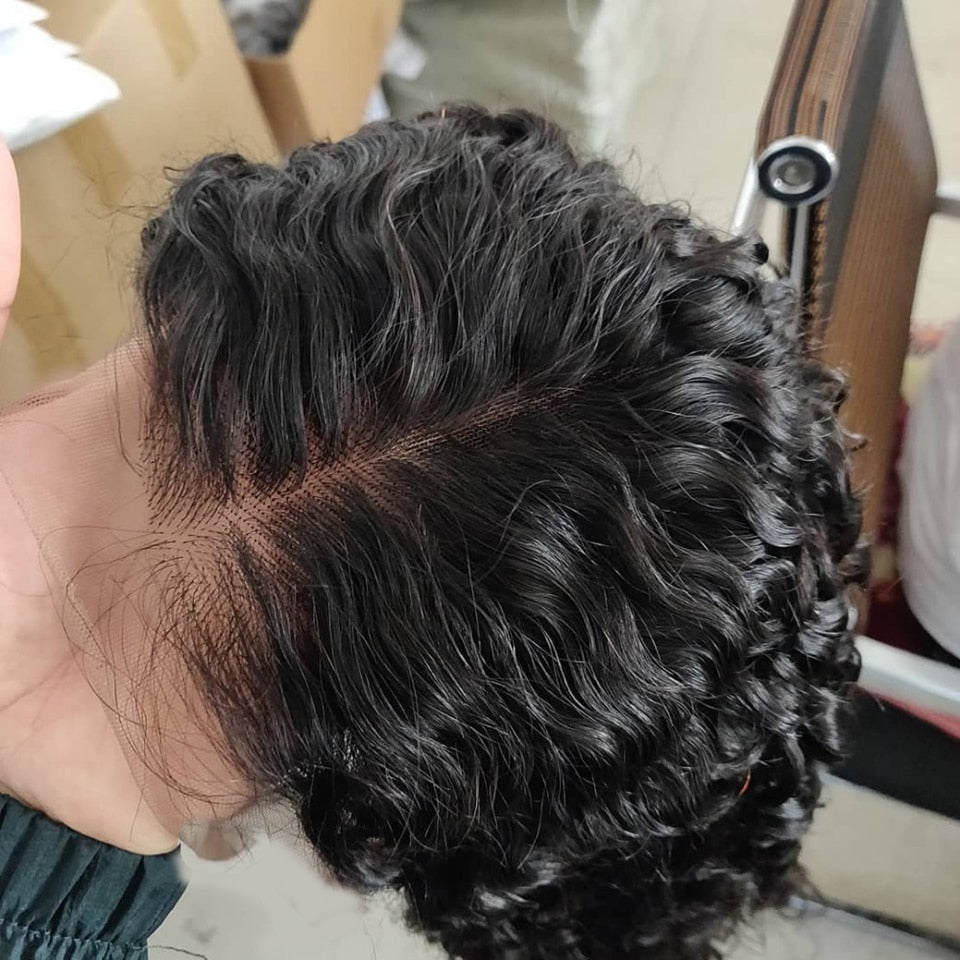 7PCS/Lot 4x4 Deep Wave Lace Front Wig Brazilian Pre Plucked Lace Front