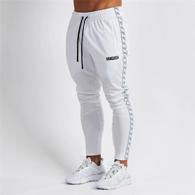 Streetwear Slim Men Trousers Embroidered Fitness Sports Suit
