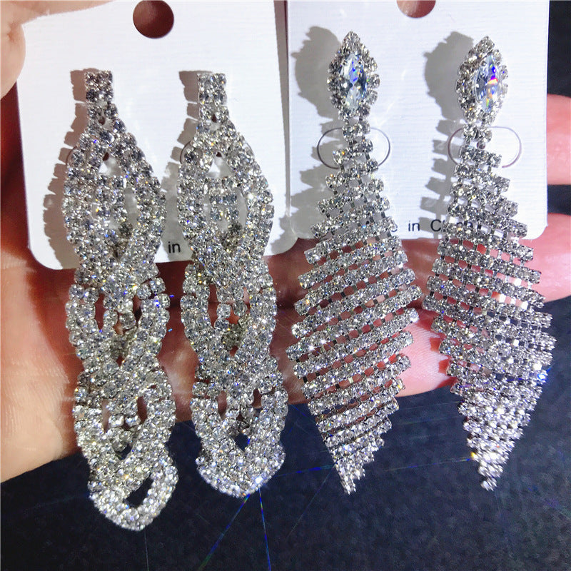 Wholesale 12 Pairs/Lots Bulk Crystal Zircon Long Tassel Earrings