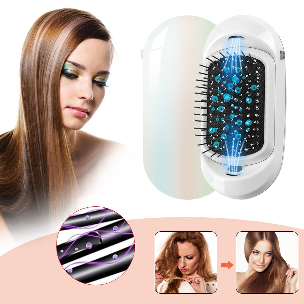 Hair Comb Brush Potable Negative Ions Electric Massage Hairbrush Anti-static