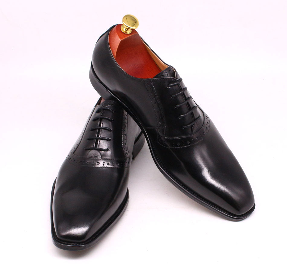 Dress Shoes Genuine Leather Formal Oxfords Wedding Business Office Plain Toe Men Leather Shoes