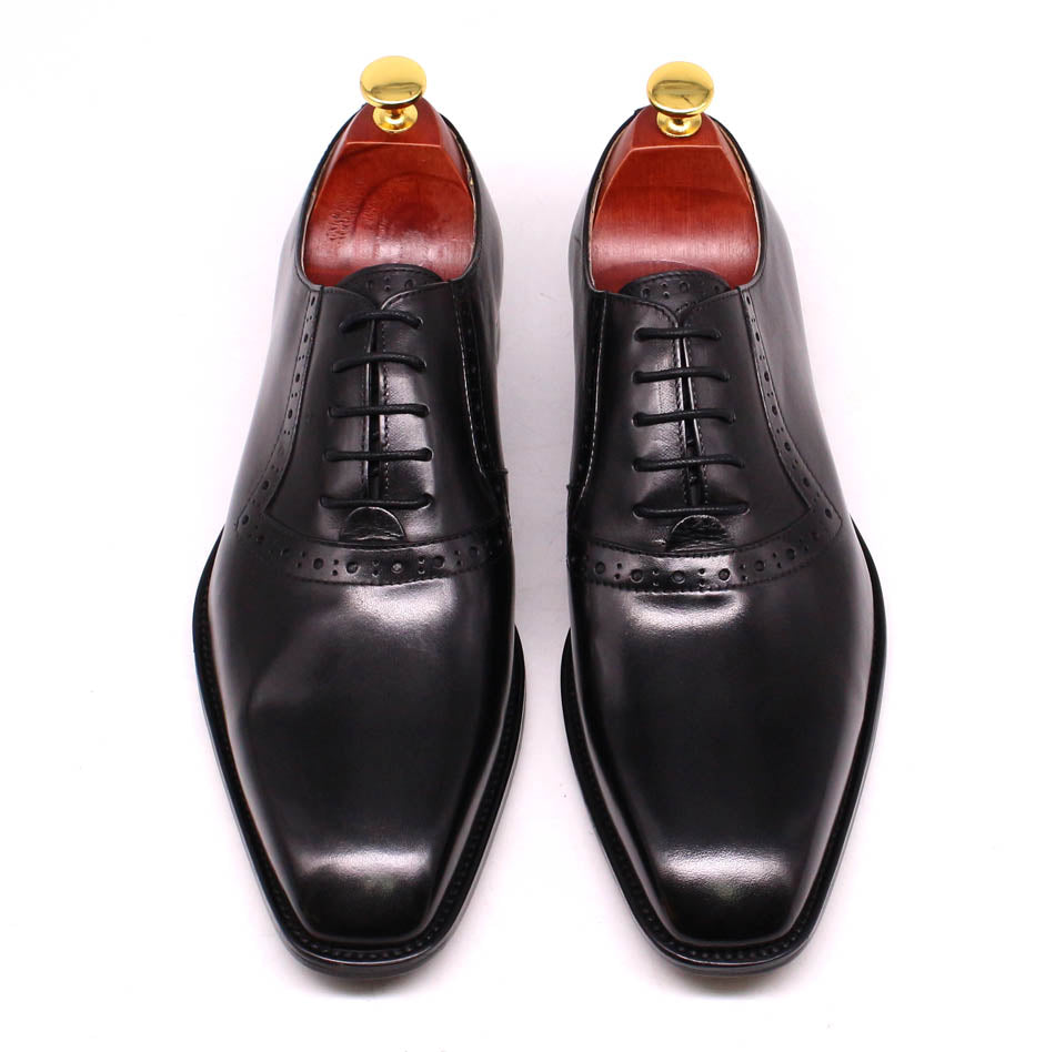 Dress Shoes Genuine Leather Formal Oxfords Wedding Business Office Plain Toe Men Leather Shoes