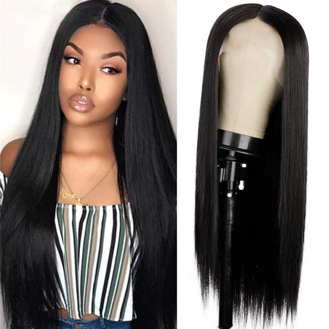 Lace Front Synthetic Wig Long Straight Copper Red T-part Lace Wig