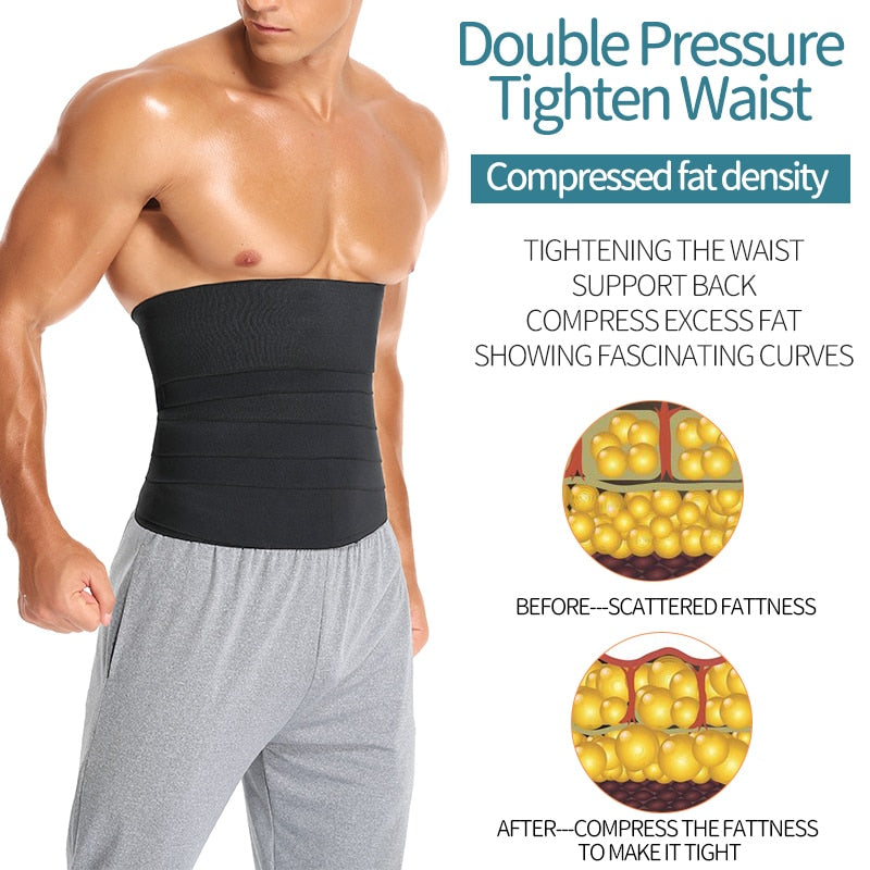 Mens WaistTrainer Wrap Slimming Belt Body Shaper Waist Trimmer Corset Belly Shapewear