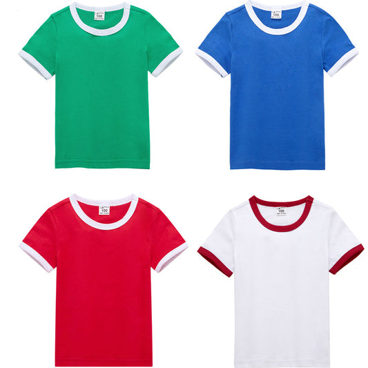 Cotton Casual Tshirt Kids Fashion Spell Color Tops Children Clothes