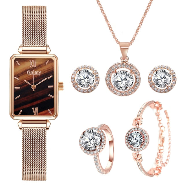 6PCS New Luxury Fashion Bracelet Watch Set