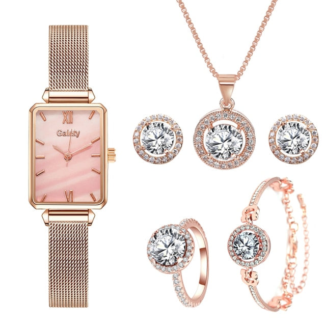 6PCS New Luxury Fashion Bracelet Watch Set