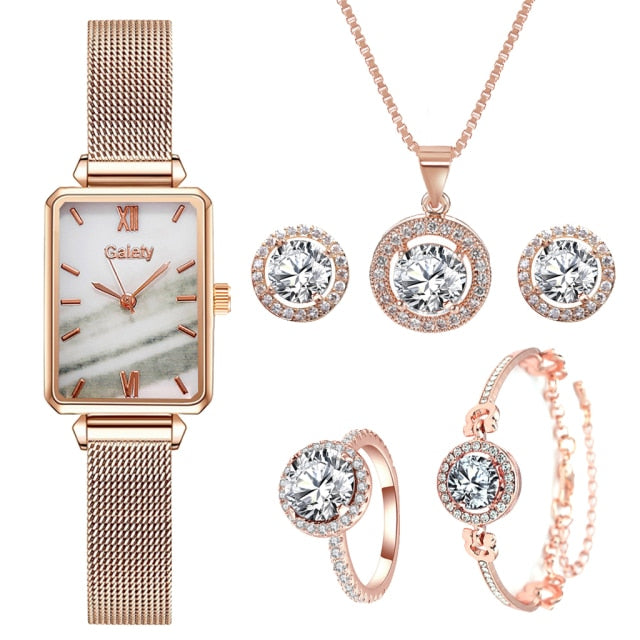 6PCS New Luxury Fashion Bracelet Watch Set