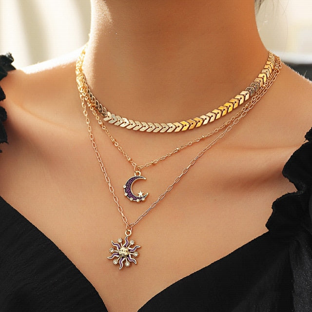 Women Layered Charm Necklaces Jewelry