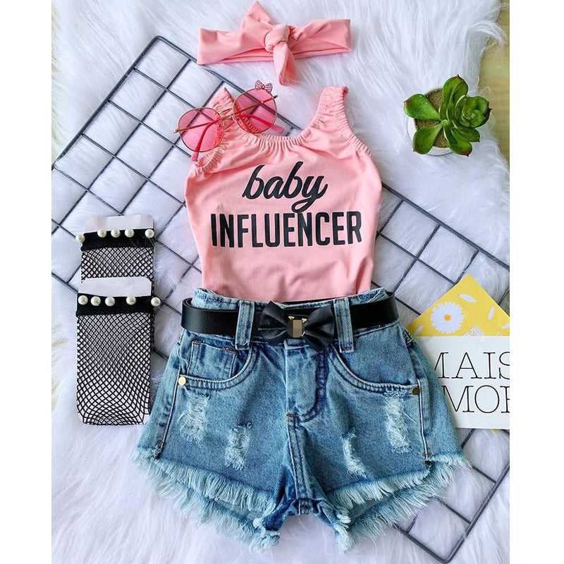 Fashion Baby Girls 3pcs Clothes Sets Letter Printed