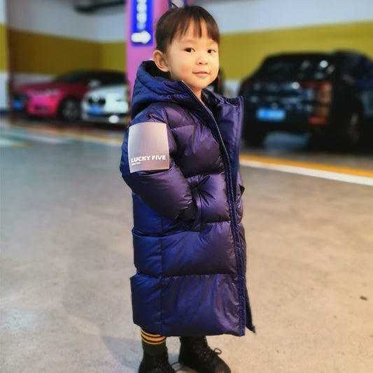 Fashion Winter White Duck Down X-Long Child Coat