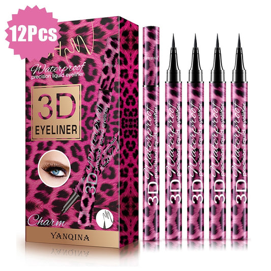 12 Pcs/Box Leopard Cool Black Eyeliner Pen