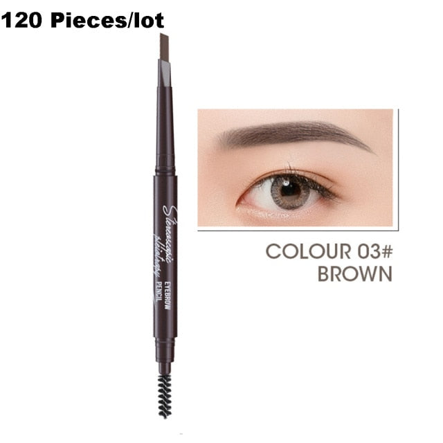 120Pcs/lot Black Eyeliner Eyebrow Pencil Waterproof Liquid Eye Liner Brow Pen Makeup Set