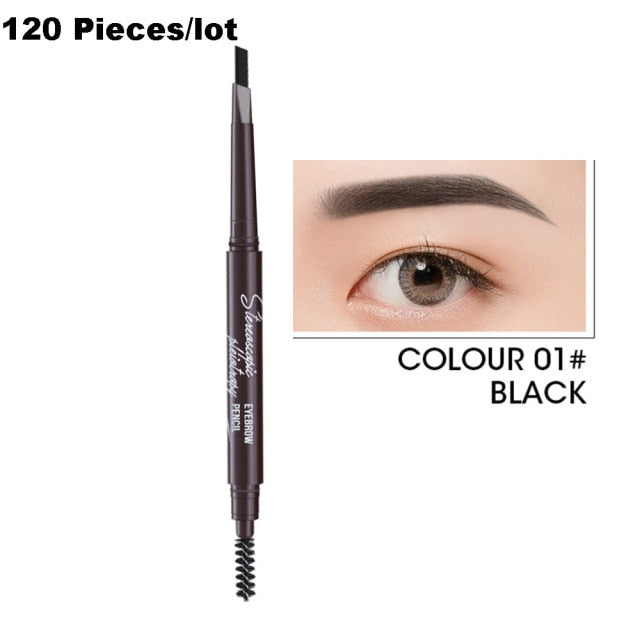 120Pcs/lot Black Eyeliner Eyebrow Pencil Waterproof Liquid Eye Liner Brow Pen Makeup Set