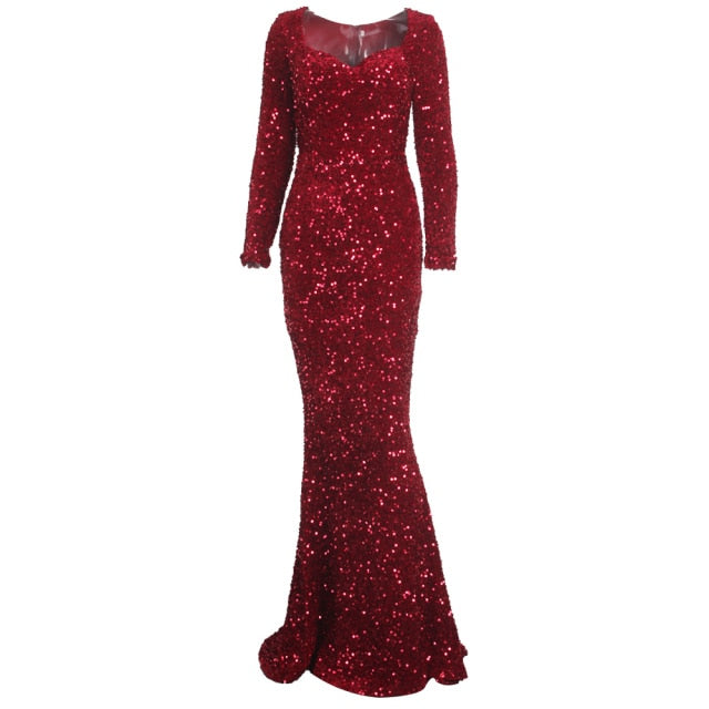 Long Sleeve Sequin Maxi Dress