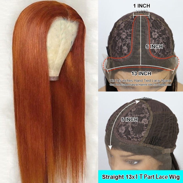 Orange Ginger Lace Front Human Hair Wigs Wavy HD Lace Frontal Wig